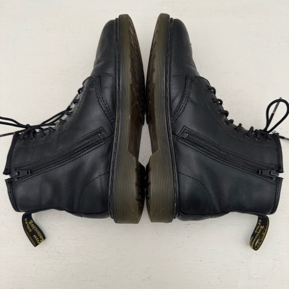 Dr Martens Delaney Black Leather Lace Up Combat Boots Kids Size 3 - Picture 6 of 14